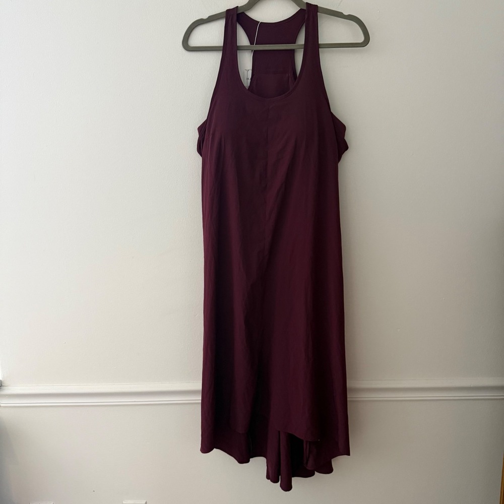 Halara Womens Racerback Active Dress Burgundy Wine Built-in Bra Size L NWT
